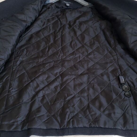 Claiborne Pea Coat Mens L Charcoal Gray Double Breasted Wool Blend Classic - Picture 7 of 10